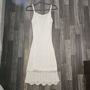 Vintage Kroshetta by Papillon Off white / Cream Spaghetti Strap Crochet Dress
